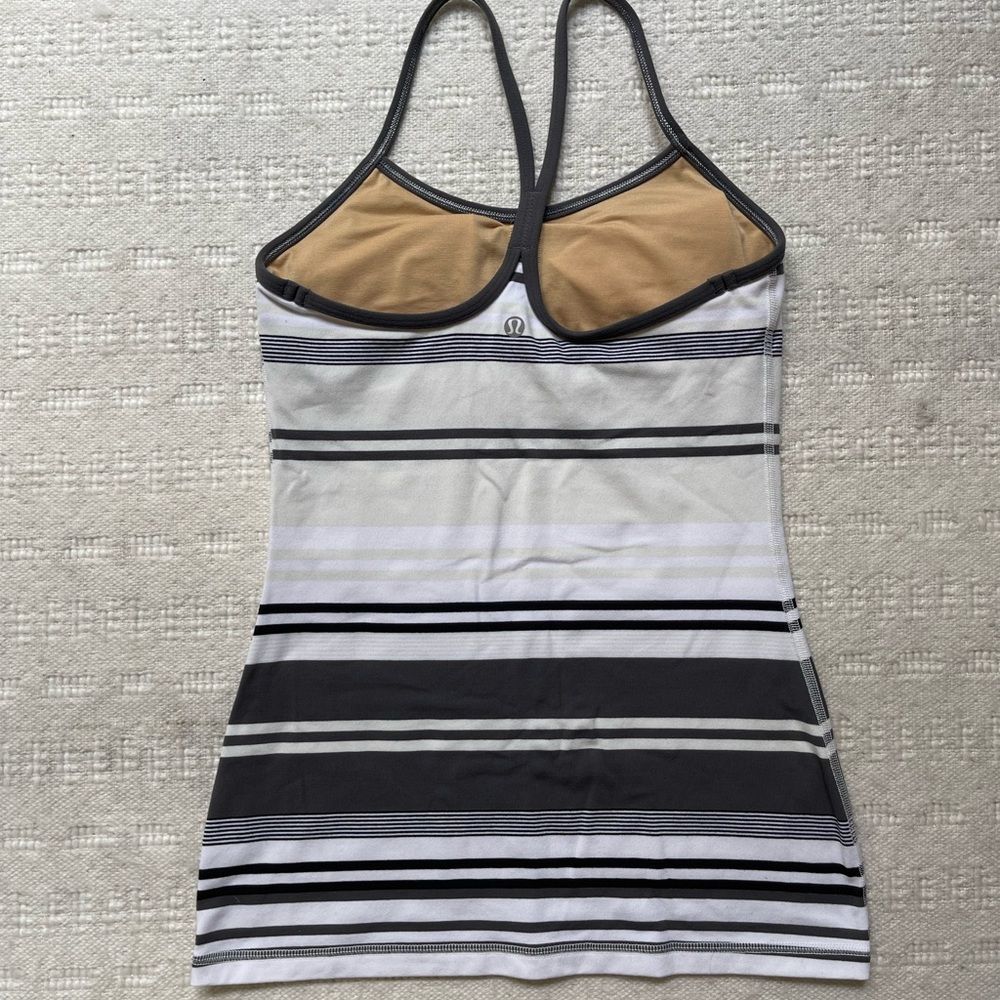 Lululemon Racerback Striped Tank (Black, White, Grey, & Cream) Size 4 - Picture 2 of 2